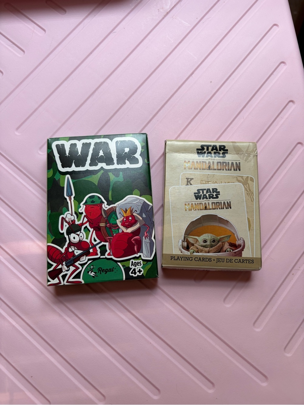 WAR Card Game & Star Wars The Mandalorian Grogu Playing Cards - Green, Beige